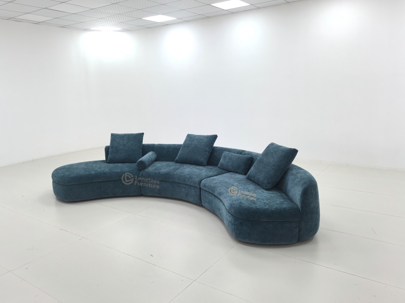 Sofa vải cong | Sử dụng những đường cong nhẹ nhàng để phác thảo ý thức nghệ thuật của phòng khách