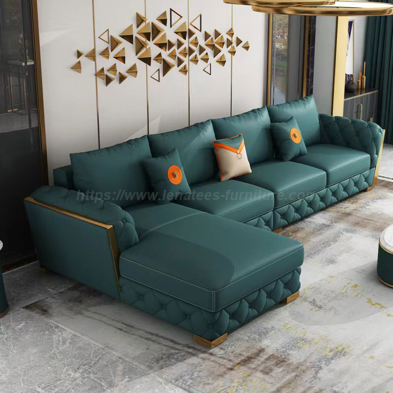 Sofa da phòng khách tối giản kiểu Ý