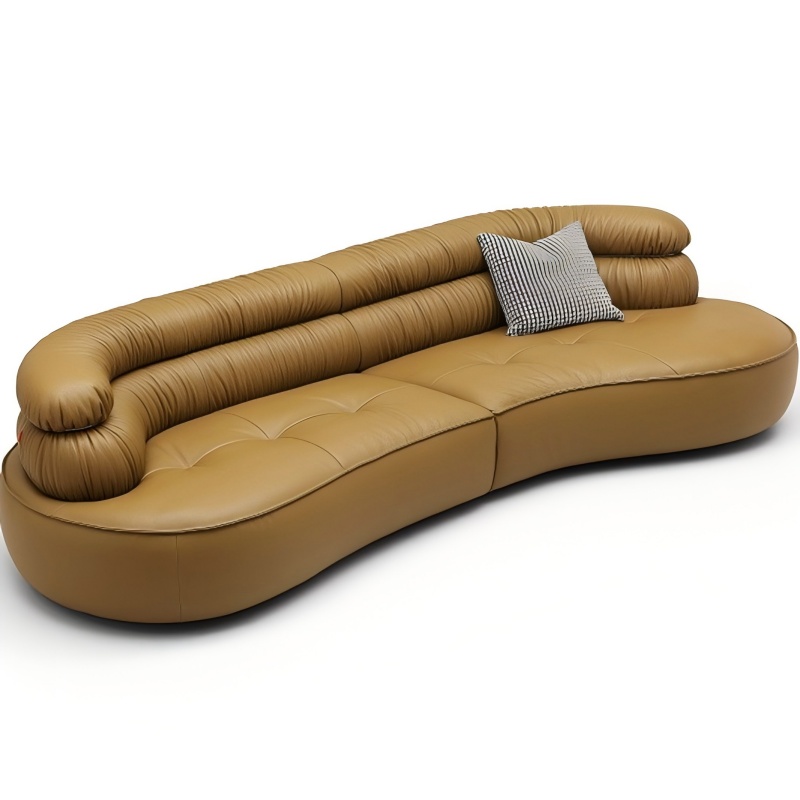 SOFA tối giản về da bò hạt ｜ 0 cảm giác ngồi trên đám mây không áp lực