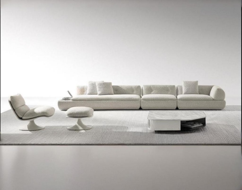 Xinyue cư trú ｜ sofa vải tối giản cong